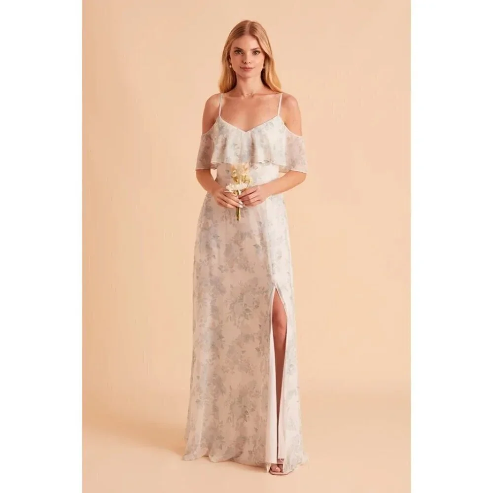 Birdy Grey Jane Slit Convertible Blush BouquetMaxi Formal Bridesmaid Dress S NWT